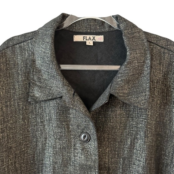 NWOT FLAX 100% linen long sleeve duster jacket grey-black boho classic oversized - Picture 2 of 16